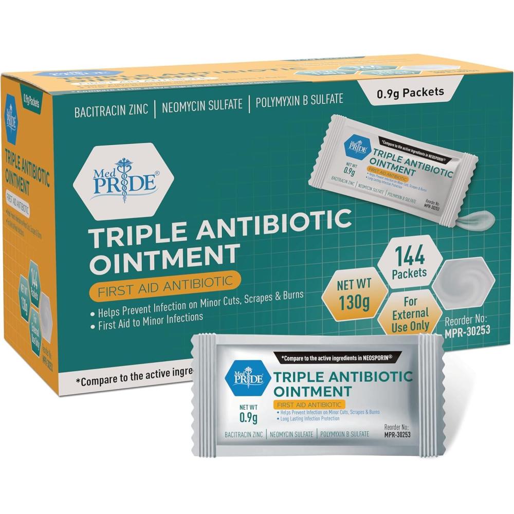 imageMED PRIDE Triple Antibiotic Ointment Packets Bulk 144 X 09g Individual Antibiotic Ointment Packets for Burns Cuts Wound Care