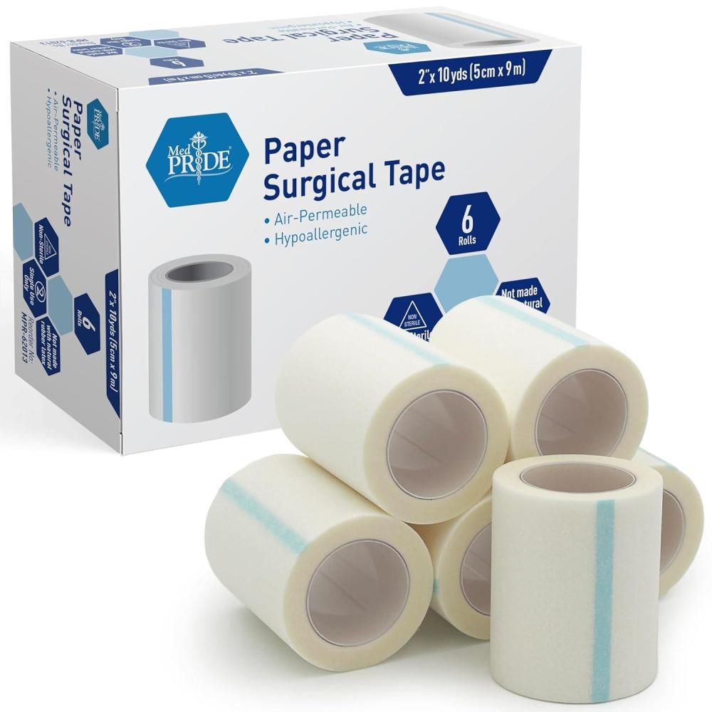 imageMED Pride Paper Surgical Tape 1quot x 10 Yards for Wound Dressing Pack of 12  LatexFree ampamp Hypoallergenic Medical Tape Suitable for Sensitive Skin HospitalGrade Breathable Wound Care Paper Tape6 Count Pack of 1