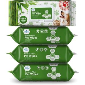 imageMED PRIDE 100 Bamboo Fiber Doggie Cleaning XL  Dog ampamp Cat Cleaning Wipes with Aloe Vera  Alcohol ampamp ParabenFree  8x8 Hypoallergenic Deodorizing Grooming Wipes  4 Packs 400 CountBox of 4 packs 400 wipes