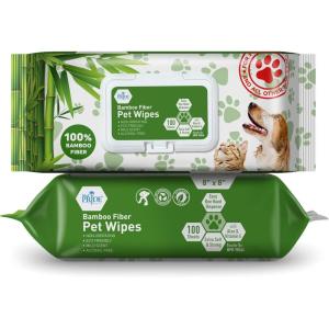 imageMED PRIDE 100 Bamboo Fiber Doggie Cleaning XL  Dog ampamp Cat Cleaning Wipes with Aloe Vera  Alcohol ampamp ParabenFree  8x8 Hypoallergenic Deodorizing Grooming Wipes  4 Packs 400 CountPack of 100 wipes