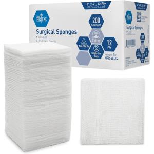 imageMED PRIDE 4x 4 Gauze 200 Surgical Sponges 12ply Extra Absorbent  AllGauze NonSterile Great for Wound Dressing Prepping Scrubbing ampamp Cleaning Essential FirstAid