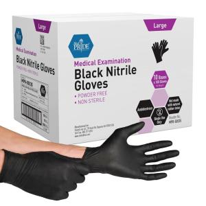 imageMED PRIDE Black Medical Nitrile Gloves Heavy Duty 5 Mil NonLatex PowderFree Versatile for Healthcare Tattoo Food Handling Small 100Count UltraStrong 6 mil Thick DisposableLarge Pack of 1000