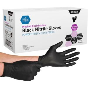 imageMED PRIDE Black Nitrile Exam Gloves  4 Mil Thick Disposable LatexPowderFree  For Surgical Doctors Hospital ampamp Home Use1000