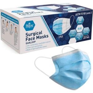 imageMED PRIDE Blue Medical Masks Pack of 50 Face Masks Disposable 3Ply Earloop Masks Breathable NonWoven Comfortable and Protective for Adults