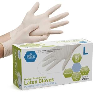 imageMED PRIDE Disposable Latex Medical Grade Exam Gloves Powder Heavy Duty 5 Mil Puncture Resistant Comfort Fit Small1000 WhiteLarge100