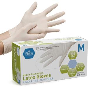 imageMED PRIDE Disposable Latex Medical Grade Exam Gloves Powder Heavy Duty 5 Mil Puncture Resistant Comfort Fit Small1000 WhiteMedium100