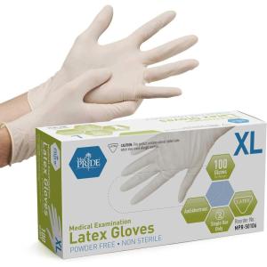 imageMED PRIDE Disposable Latex Medical Grade Exam Gloves Powder Heavy Duty 5 Mil Puncture Resistant Comfort Fit Small1000 WhiteXLarge100