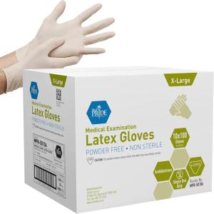 imageMED PRIDE Disposable Latex Medical Grade Exam Gloves Powder Heavy Duty 5 Mil Puncture Resistant Comfort Fit Small1000 WhiteXLarge1000