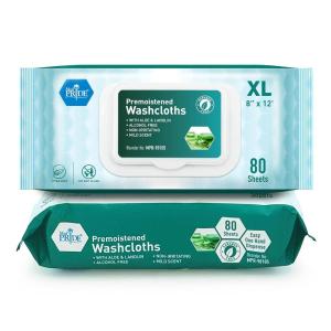 imageMED PRIDE Extra Soft XL Premoistened Disposable Adult Washcloths 8 X 12 Bath Wipes for Sensitive Skin with Aloe Vera Case of 480 80ct Pack of 6Aloe Vera
