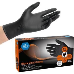 imageMED PRIDE Extra Strength Black Vinyl Disposable Gloves Powder ampamp LatexFree For Surgical Tattoo Artist Food Prep Use50