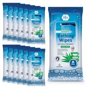 imageMED PRIDE Hospital Wipes for Bathing Waterless NoRinse Bath Wipes for Adults Microwavable Soft Thick 12 Packs 96 Count Aloe Vera