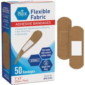 imageMED PRIDE Hypoallergenic Latex Free Fabric Adhesive Bandages Nonstick Pad Sterile Individually Wrapped 1 x 3  100 Count1 x 3  100 Count