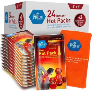 imageMED PRIDE Instant Hot Packs Disposable for Pain Relief Activates Instantly 5in X 9in 24Pack Includes 3 Fabric Wraps