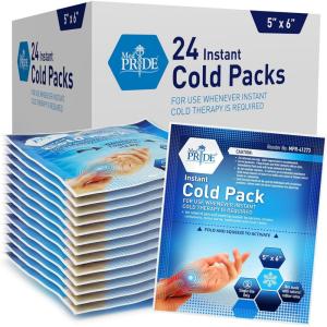 imageMED PRIDE Instant Ice Bags for Injuries Disposable First Aid Cold Compress Swelling Pain Relief Sprains Toothache 5x6 Inch Pack of 24 Clear5x6 Inch Pack of 24
