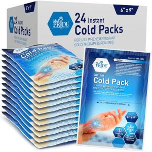 imageMED PRIDE Instant Ice Bags for Injuries Disposable First Aid Cold Compress Swelling Pain Relief Sprains Toothache 5x6 Inch Pack of 24 Clear6x9 Inch Pack of 24