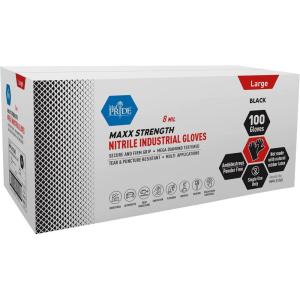 imageMED PRIDE Maxx Strength Nitrile Industrial Black 8 Mil Thick  Diamond Texture Disposable HeavyDuty TearResistant1000