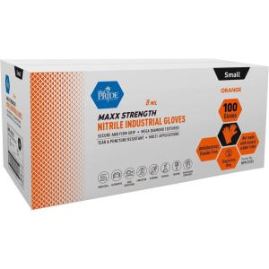 imageMED PRIDE Maxx Strength Nitrile Industrial Orange Gloves 8 Mil Thick  Diamond Texture Disposable HeavyDuty TearResistant1000