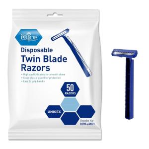 imageMED PRIDE Medical Razor Double Edge Shaver Medpride Disposable Razors  50Pack Twin Blades ampamp Easy Grip For Max Control ampamp Smoothness Unisex Smooth ampamp Comfortable Shaving Care for Men ampamp WomenBlue