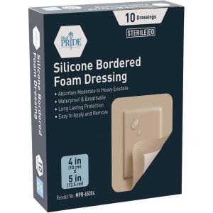 imageMED PRIDE Silicone Bordered Foam Dressings for Wound Care Bed Sore Bandages Adhesive Sterile Pain Removal 4x5 Inch Pack of 104x5 Inch Pack of 10