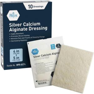 imageMED PRIDE Silver Calcium Alginate Wound Dressing Pads Pack of 5 Non Stick Highly Absorbent Seaweed Fiber Layers 20x Absorbency 4 x 84 x 5