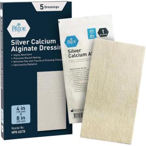 imageMED PRIDE Silver Calcium Alginate Wound Dressing Pads Pack of 5 Non Stick Highly Absorbent Seaweed Fiber Layers 20x Absorbency 4 x 84 x 8