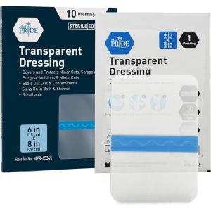 imageMED PRIDE Sterile Adhesive Transparent Film Dressing for Road Rash Wound Care Burns Tattoos  Breathable Hypoallergenic  10 Pack 6 x 86 x 8