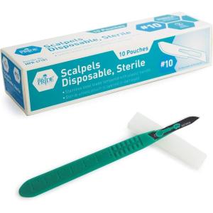 imageMED PRIDE Sterile Disposable Surgical Scalpels 10 Pack Individually Wrapped Protective Caps Plastic Handles for Dermaplaning Crafts 10 Stainlesssteel10
