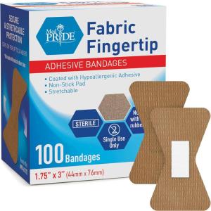 imageMED PRIDE Sterile Fingertip Fabric Bandages 175in X 3in Hypoallergenic Adhesive LatexFree 100 Count