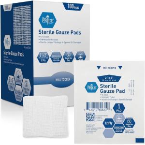 imageMED PRIDE Sterile Gauze Dressing Pads Individually Wrapped Nonstick 12Ply Cotton Highly Absorbent for Wound Care 4x4 Inch Pack of 1002x2 Inch Pack of 100