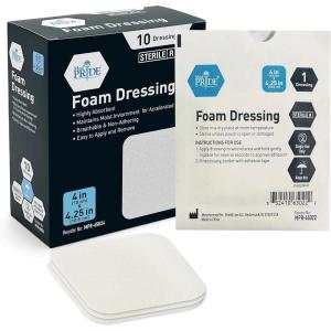imageMED PRIDE Sterile NonAdhesive Foam Wound Dressings Highly Absorbent Soft Waterproof Flexible for Hard Areas 6X6 Inch Pack of 1010 Count Pack of 1