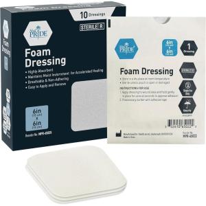 imageMED PRIDE Sterile NonAdhesive Foam Wound Dressings Highly Absorbent Soft Waterproof Flexible for Hard Areas 6X6 Inch Pack of 106X6 Inch Pack of 10