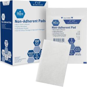 imageMED PRIDE Sterile Nonstick Pads for Wound Care Absorbent NonAdherent Painless Removal Individually Wrapped 3x8 Inch Pack of 502x3 Inch Pack of 100