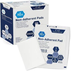 imageMED PRIDE Sterile Nonstick Pads for Wound Care Absorbent NonAdherent Painless Removal Individually Wrapped 3x8 Inch Pack of 503x4 Inch Pack of 100