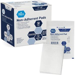 imageMED PRIDE Sterile Nonstick Pads for Wound Care Absorbent NonAdherent Painless Removal Individually Wrapped 3x8 Inch Pack of 503x8 Inch Pack of 50