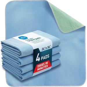 imageMED PRIDE Washable Reusable Bed Pads for Incontinence Adults Women 34 X 36 in 4 Pack High Absorbency Leakproof Underpads