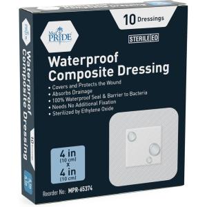 imageMED PRIDE Waterproof Foam Composite Dressing Pads for Shower Sterile for Pressure Ulcers PostOp Injuries 6x6 Inch Pack of 104x4 Inch Pack of 10