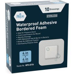 imageMED PRIDE Waterproof Silicone 6 X 6 Foam Wound Dressing 10Count Sterile Adhesive Border  Home or Emergency Healing Support  Partial or Shallow Drainage Coverage4x4 Inch Pack of 10