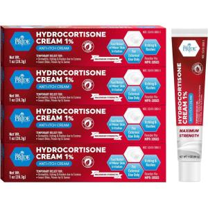 imageMED Pride Hydro Cortisone Hydrocortisone Cream 1 OTC Bulk Pack of 4 X 1 Oz AntiItch Ointment for Rash Eczema Bug Bites