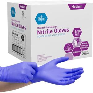 imageMedPride PowderFree Nitrile Exam Gloves Medium Case1000 100 Count Pack of 10Medium Pack of 1000