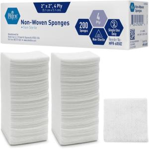 imageMedpride Surgical Sponges 2 x 2 200 Pack  Gauze Pads Non sterile  First Aid Wound Care Dressing Sponge  nWoven Medical NonAdherent Mesh Bandages  Absorbent for Injuries  4 Ply2x2 Inch Pack of 200