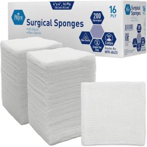 imageMedpride Surgical Sponges 2 x 2 200 Pack  Gauze Pads Non sterile  First Aid Wound Care Dressing Sponge  nWoven Medical NonAdherent Mesh Bandages  Absorbent for Injuries  4 Ply4x4 Inch Pack of 200