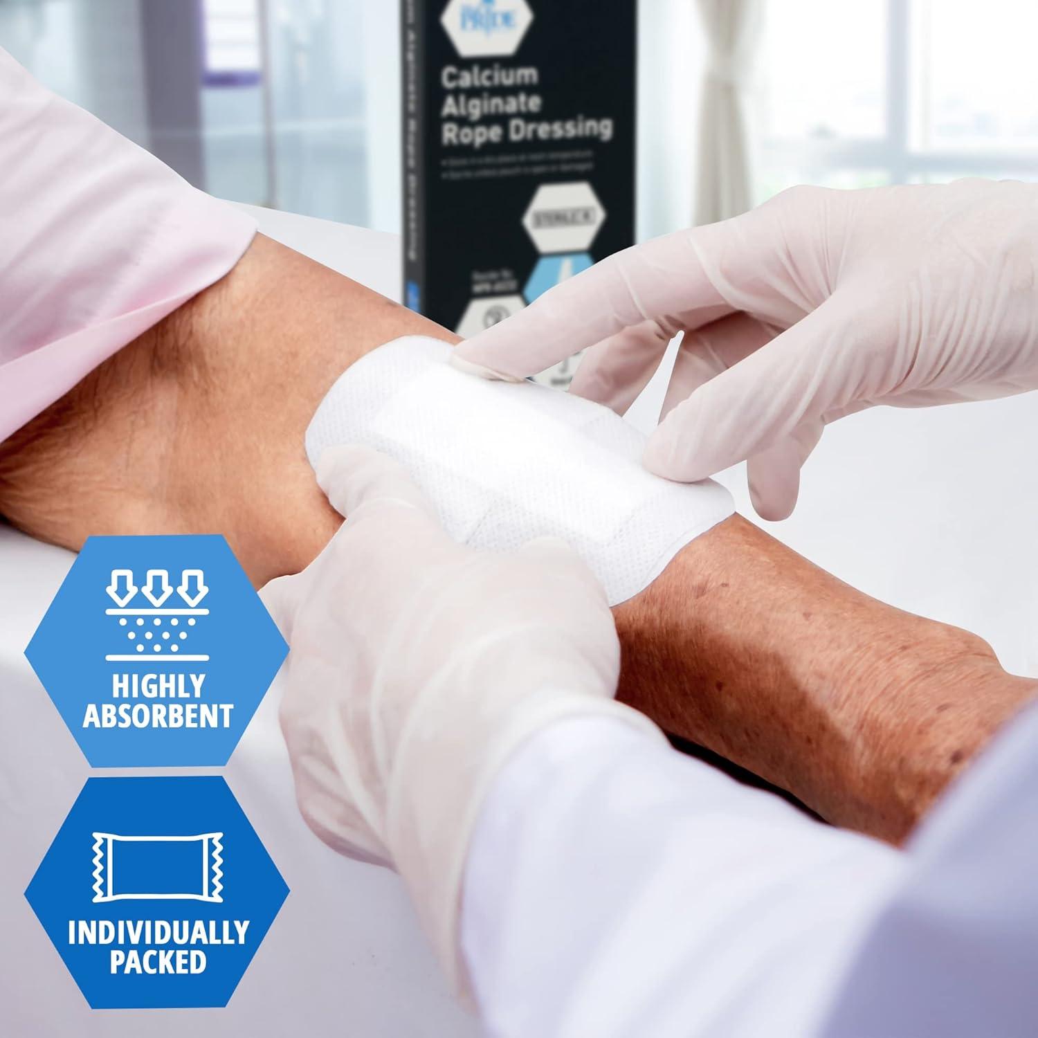 imageMED PRIDE Calcium Alginate Rope Dressing Pack of 5 Sterile Highly Absorbent for Gaping Wounds Burns Ulcers 2cm X 30cm