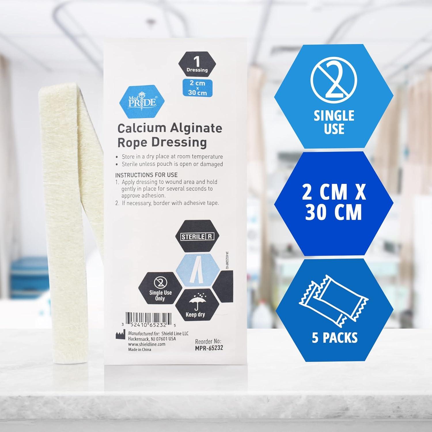imageMED PRIDE Calcium Alginate Rope Dressing Pack of 5 Sterile Highly Absorbent for Gaping Wounds Burns Ulcers 2cm X 30cm