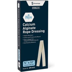 imageMED PRIDE Calcium Alginate Rope Dressing Pack of 5 Sterile Highly Absorbent for Gaping Wounds Burns Ulcers 2cm X 30cm