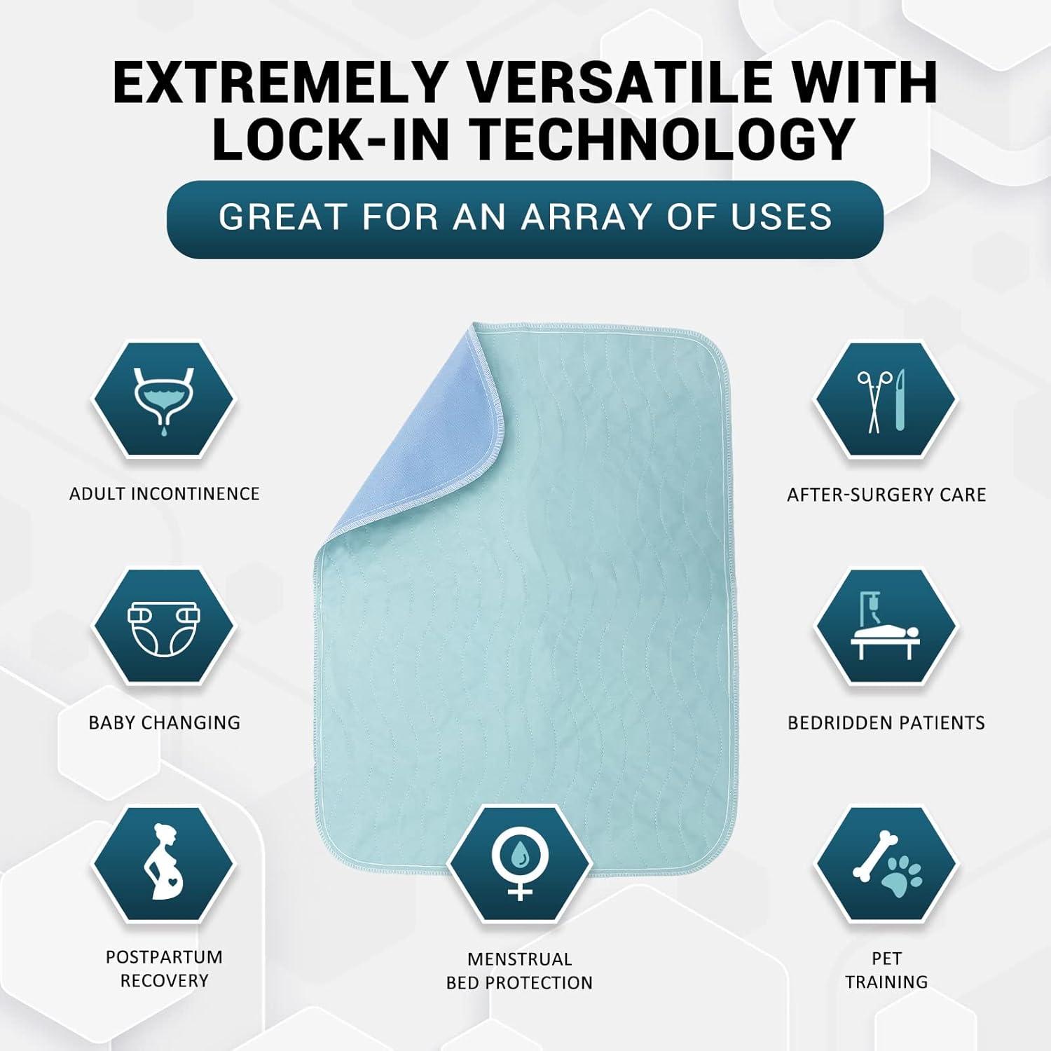 imageMED PRIDE Washable Bed Liners for Incontinence Reusable Bedwetting Underpads High Absorbency Pads for Kids Adults Elders ampamp Pets Pack of 5 18x24in
