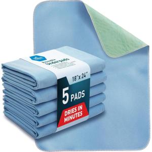 imageMED PRIDE Washable Bed Liners for Incontinence Reusable Bedwetting Underpads High Absorbency Pads for Kids Adults Elders ampamp Pets Pack of 5 18x24in