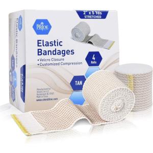 imageMED PRIDE 2 x 5 Yards Self Closure Elastic Bandages 4 Rolls with Hook amp Loop Fasteners Athletic Flex Tape for Customized Compression Knee Ankle Wrist Bandage Wraps2x180 Inch Pack of 4